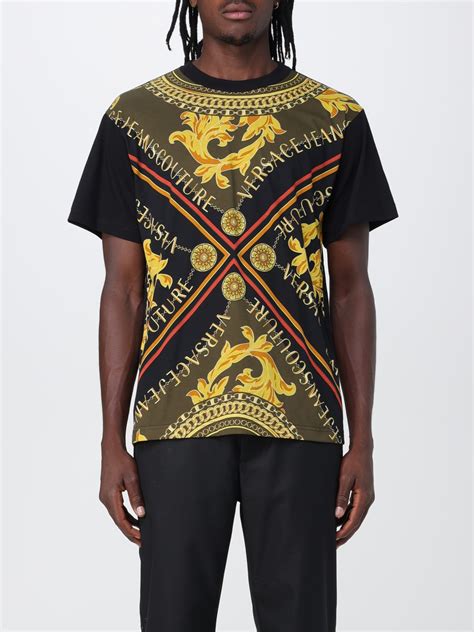 versace jeans print sleeve shirt black|Versace Jeans couture outlet usa.